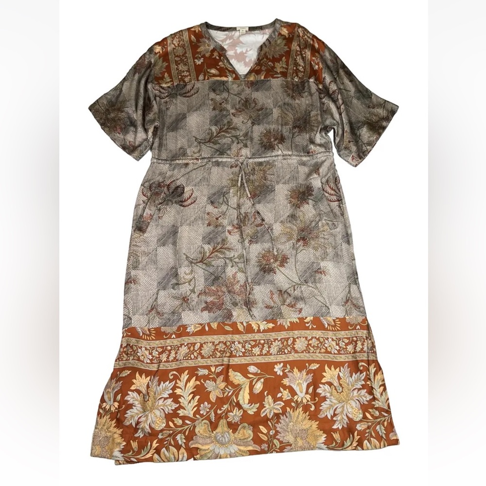 Anthropologie Tiny Orsina Maxi Dress Women's S Bronze Floral Rayon Flowy